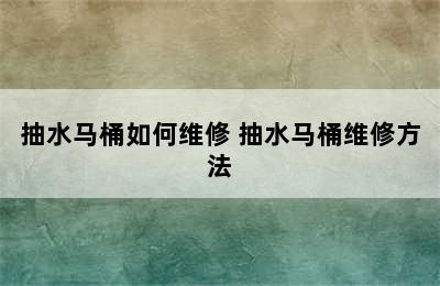 抽水马桶如何维修 抽水马桶维修方法